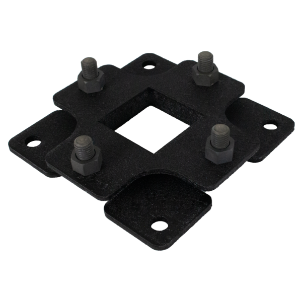 8" X 8" Steel Break Away Base Plate for 3" Sq. and 4" Sq. Gooseneck Pedestals (Powder-Coated Black) - 88BRE-PRO-01-CRS