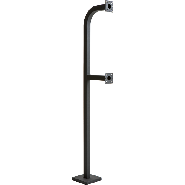 64" and 42" Black Steel Dual Height Gooseneck Pedestal w/ Square Tube (Pad Mount)