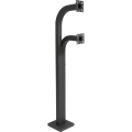 58" Black Steel Dual Height Gooseneck Pedestal with Rectangular Post (Pad Mount)