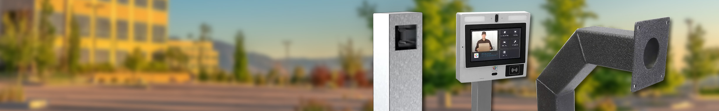 gooseneck stand banner background right oriented